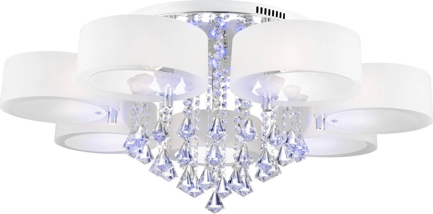 Lampa sufitowa Mdeco Sufitowa LAMPA glamour ELMDRS8006/7 8C MDECO metalowa OPRAWA crystal z pilotem chrom biała