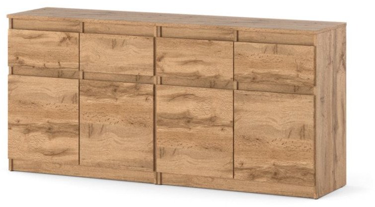 Komoda Drewniana Nowoczesna Dąb Wotan Duża Szafka Salon 4 Szuflady 160cm