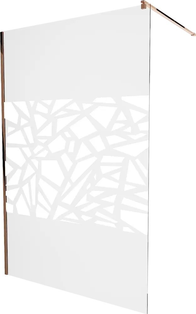 Mexen Mexen Kioto ścianka prysznicowa 100 x 200 cm, transparent/biały wzór 8 mm, różowe złoto - 800-100-101-60-85