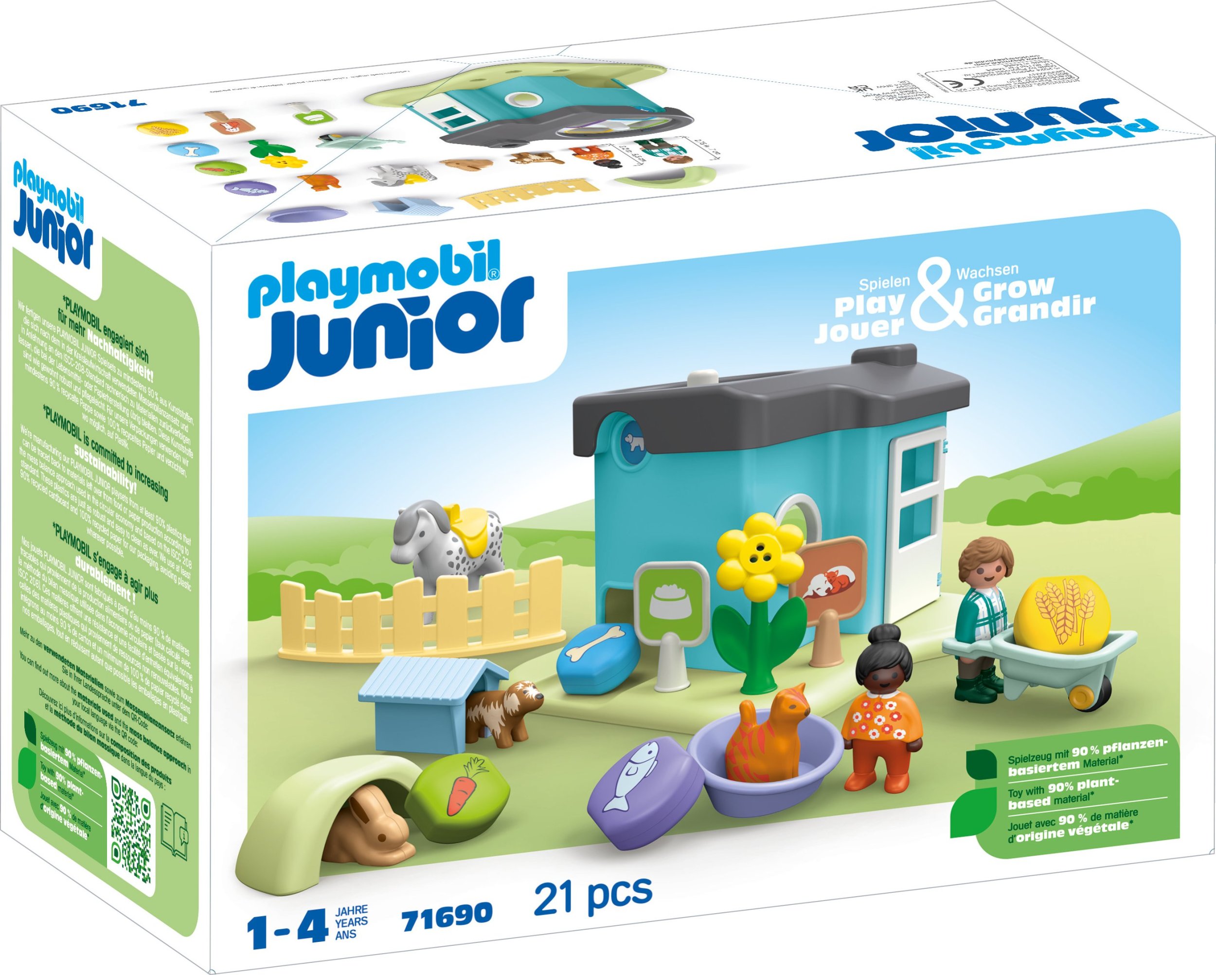 Figurka Playmobil Zestaw z figurkami Junior 71690 Hotel dla zwierząt z dozownikiem pokarmu Playmobil