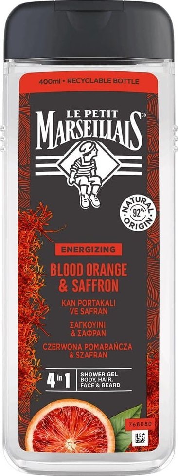 LE PETIT MARSEILLAIS_Żel pod prysznic 4w1 dla mężczyzn Czerwona Pomarańcza & Szafran 400ml