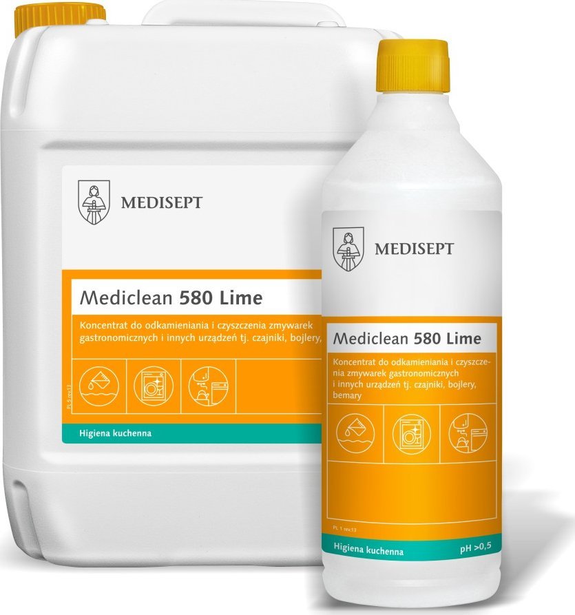 Medisept MEDICLEAN 580 Lime Koncentrat do odkamieniania i czyszczenia zmywarek gastronomicznych i innych urządzeń 5 l