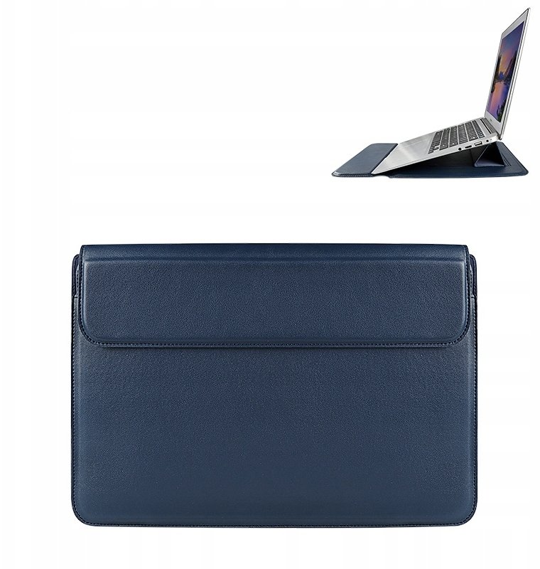 Devia etui pokrowiec torba do laptopa / MacBooka Ultra-Thin z funkcją podstawki 15,4'' wodoodporna sztuczna skóra niebieski