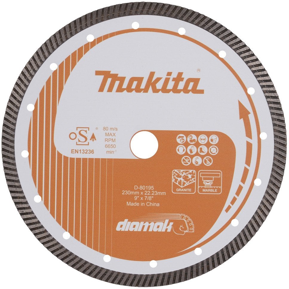 MAKITA TARCZA DIAMENTOWA 230x22,23mm SEGMENT (SUCHO/MOKRO) BETON, KAMIEŃ
