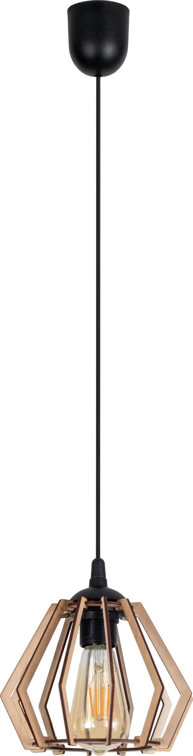 BELIS Lampa sufitowa BERGO żyrandol czarny drewno 1 x E27 0001