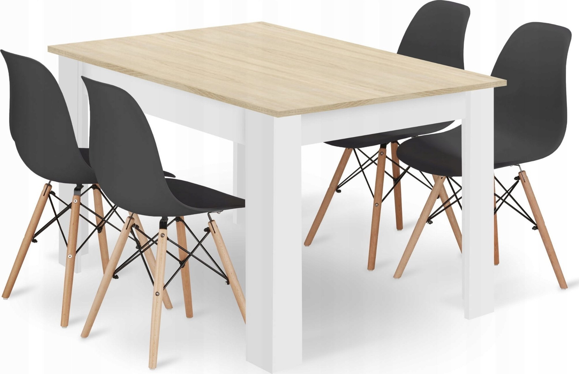 Leobert Zestaw stół prostokątny 120x80 dąb sonoma + 4 krzesła OSAKA czarne