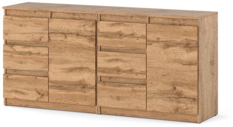 Komoda Drewniana Dąb Wotan Z 6 Szufladami Nowoczesna Duża Szafka Rtv 240cm
