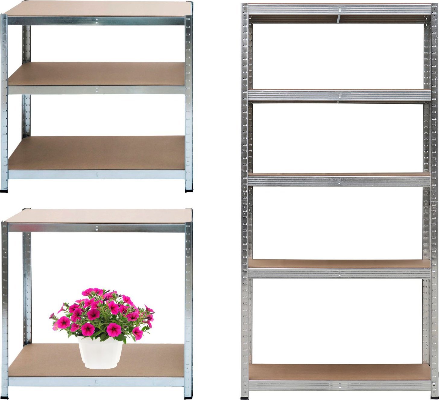 Regał magazynowy metalowy 2w1, 5 półek 180x90x40 cm