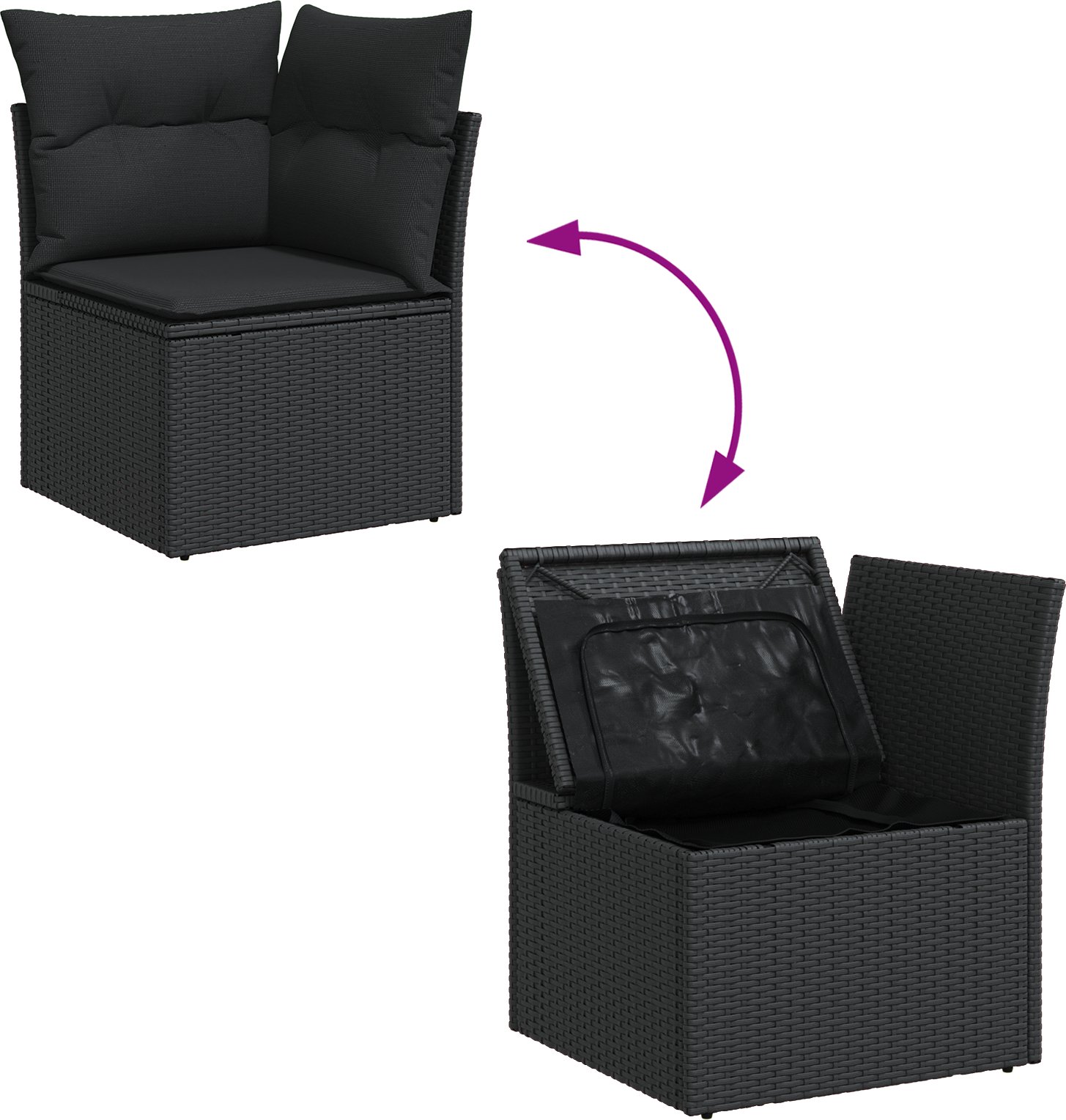 vidaXL 12-częściowy Zestaw Sof Ogrodowych z Poduszkami Czarny Polirattan Akacja