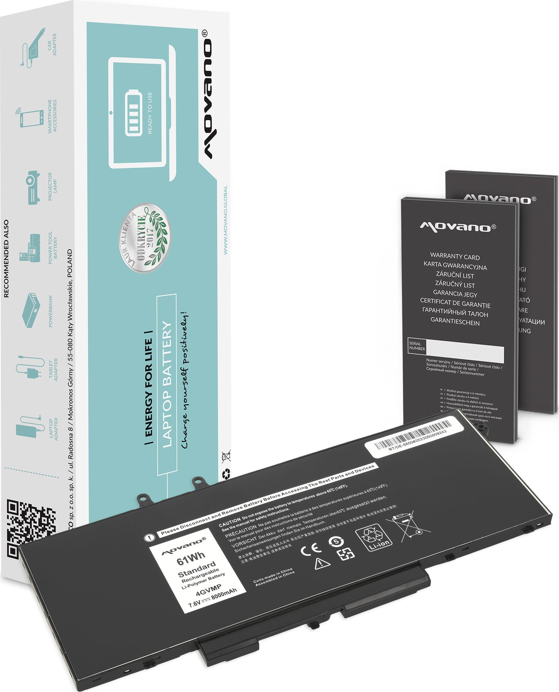 Bateria Movano Bateria 4GVMP do Dell Latitude 5400 5500 5510