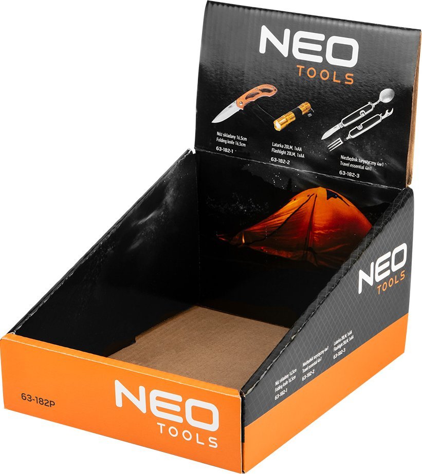 Display nóż, mini latarka, niezbędnik