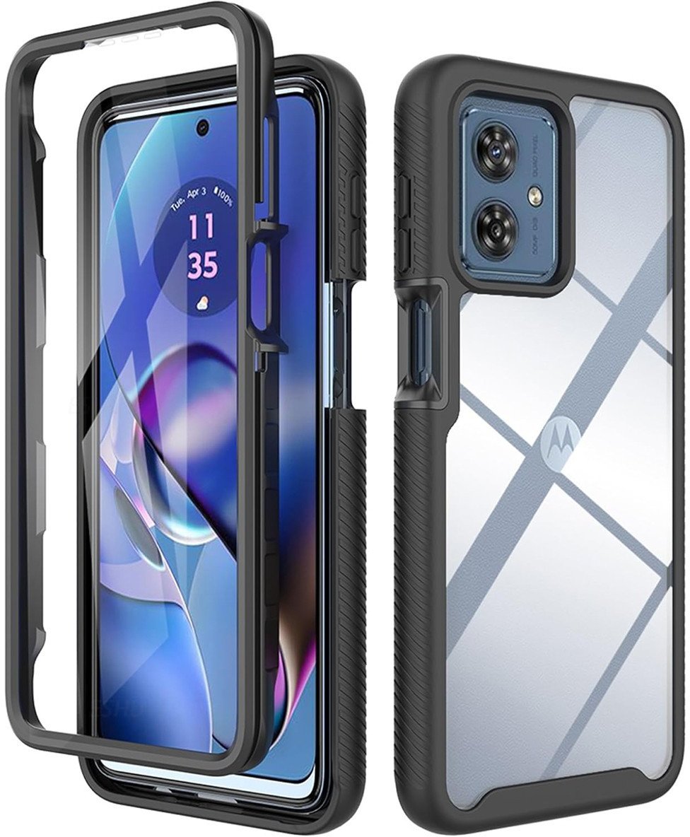 Etui pancerne Supero do Motorola Moto G54, czarno-przezroczyste