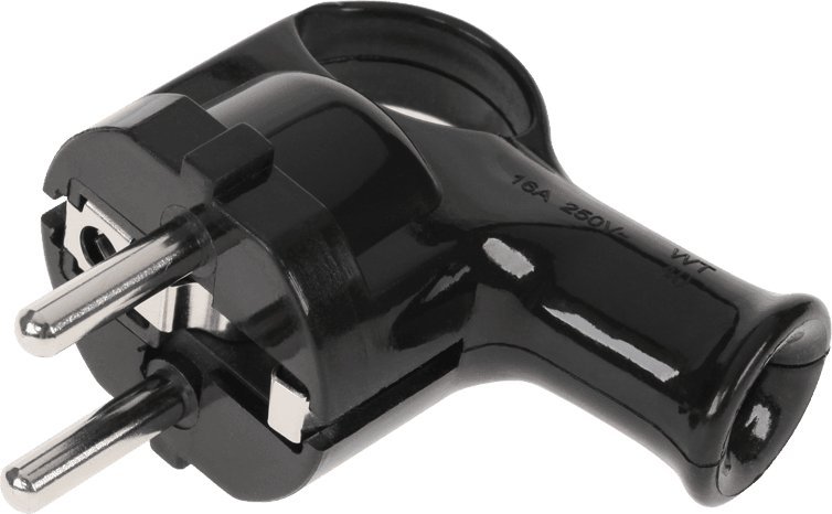 Wtyczka kątowa z UCHEM z uziemieniem unischuko czarna WT-40-2