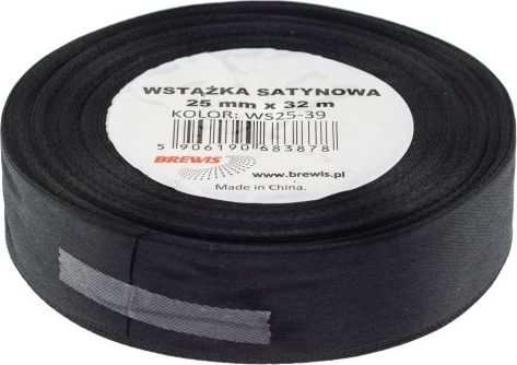 BREWIS Wstążka satynowa BREWIS 25mm/32mm kolor 39 czarny Brewis