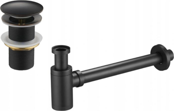 Syfon Mexen Mexen półsyfon umywalkowy okrągły z korkiem klik-klak, bez przelewu, czarny antyczny - 7991050-79