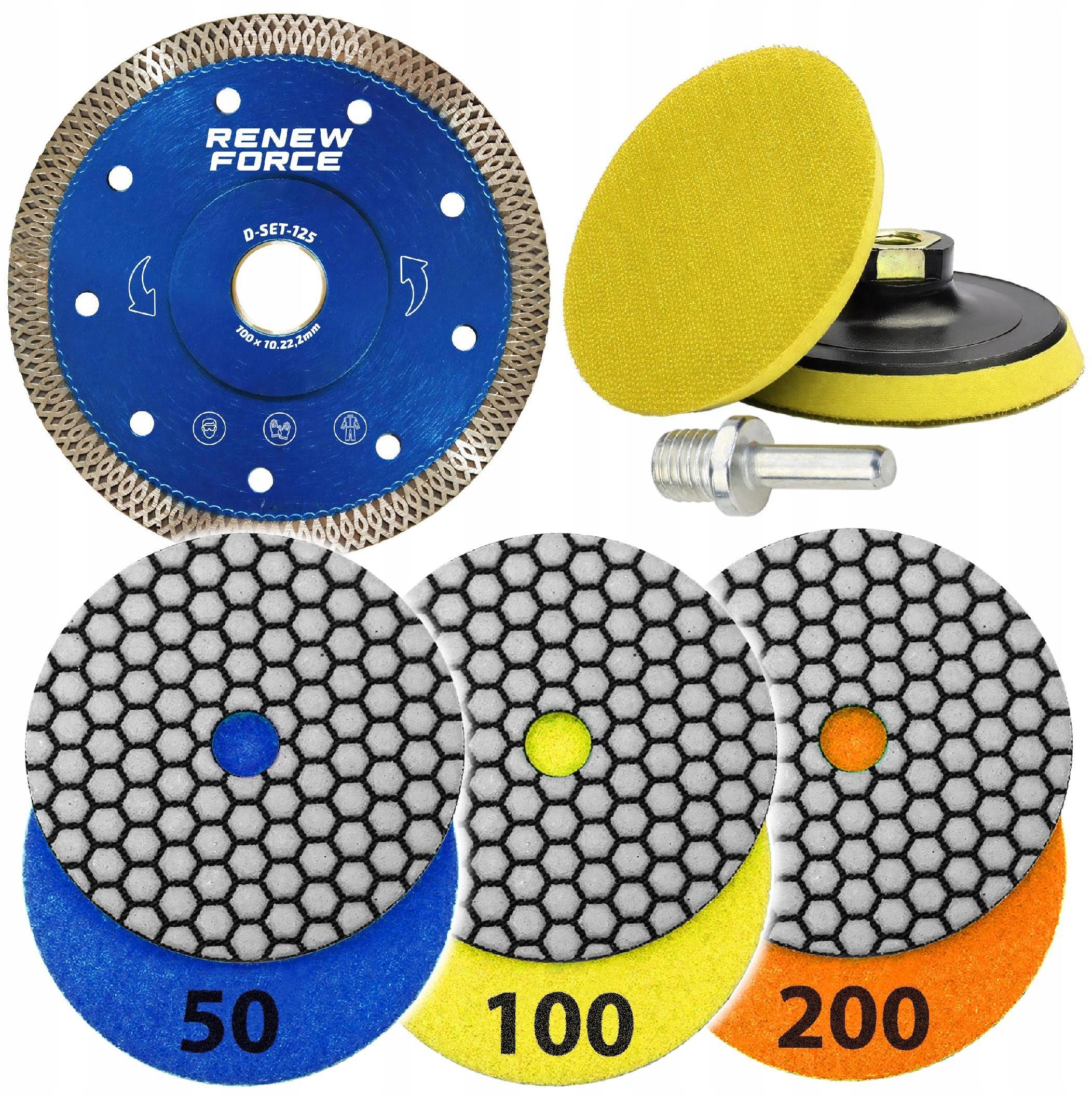 ZESTAW TARCZ DIAMENTOWYCH DO CIĘCIA I SZLIFOWANIA GRESU SPIEKU PŁYTEK 100MM