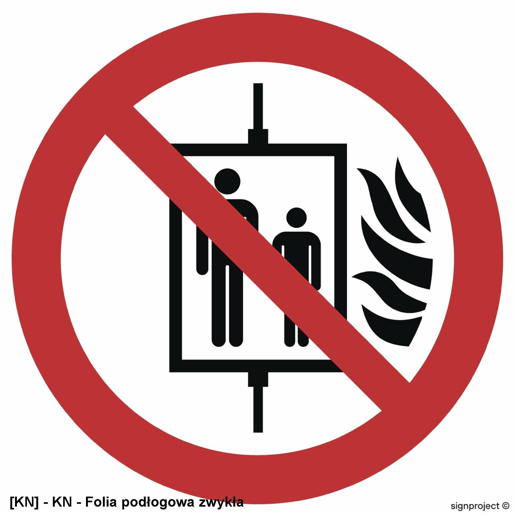 GA020 - Zakaz używania windy w razie pożaru 350x350