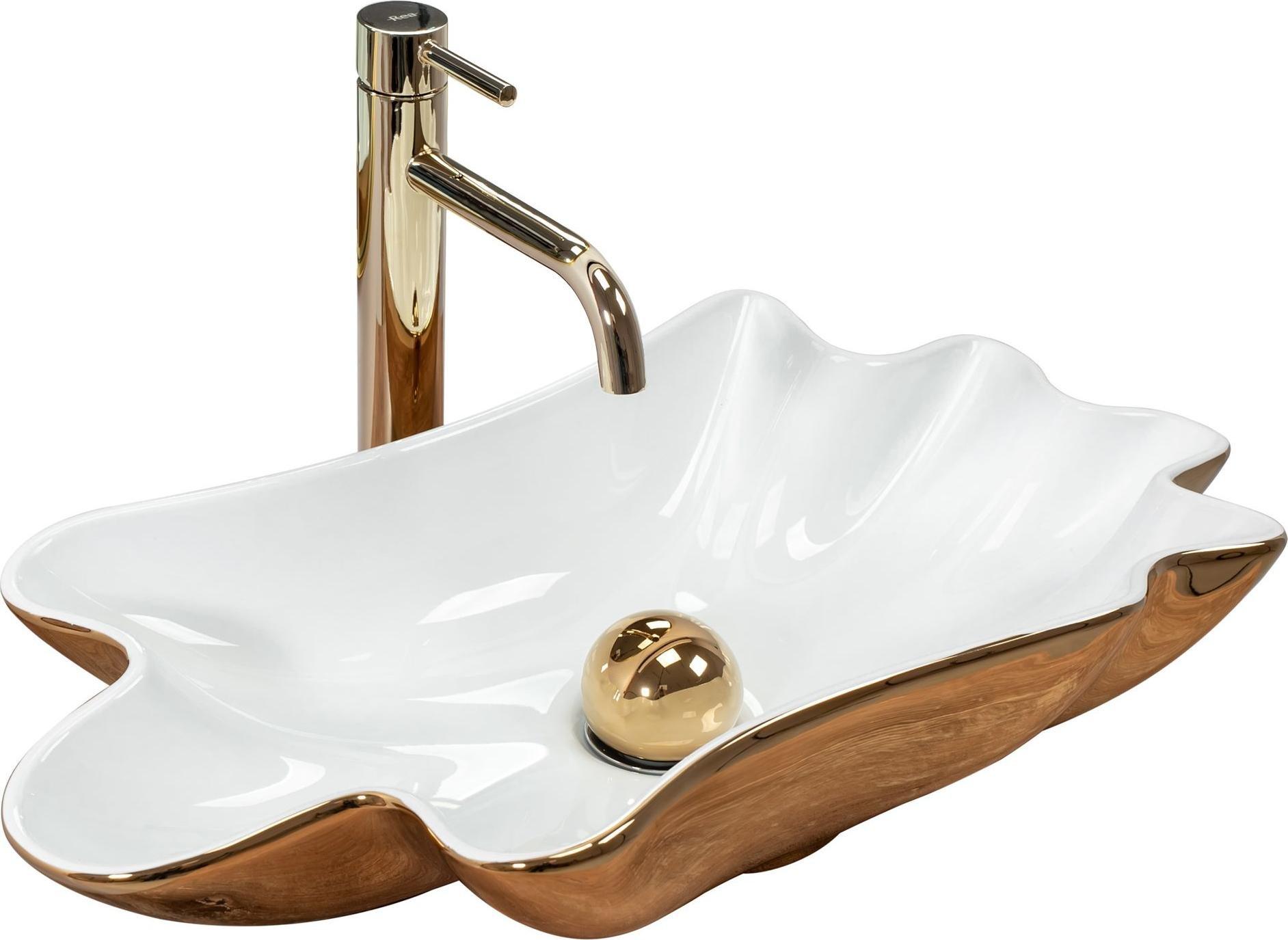 Umywalka Rea Rea Umywalka REA Sea Infinity White Gold + Korek