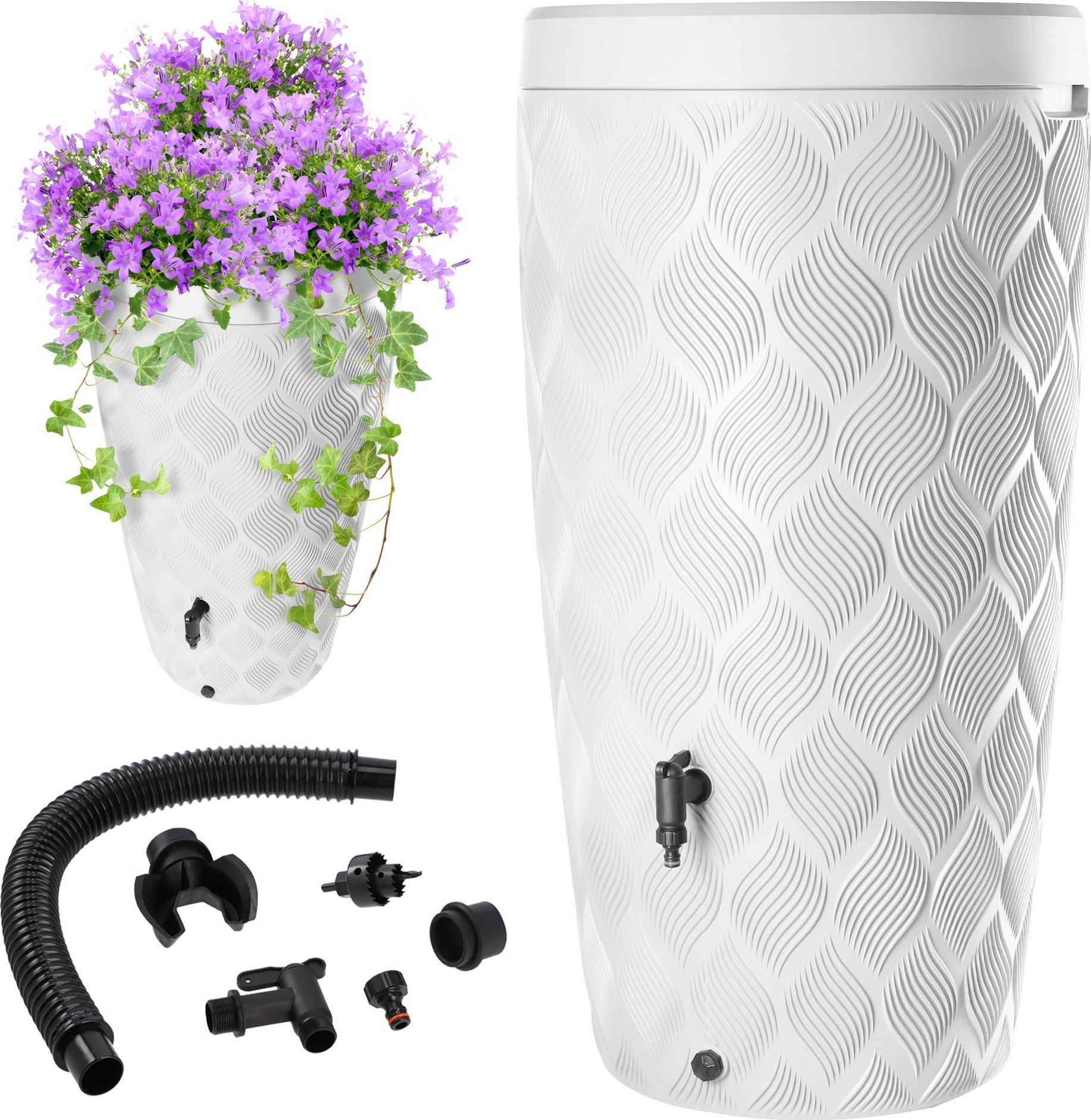 Kadax Zbiornik Na Deszczówkę 240L Beczka Pojemnik Na Deszcz Donica + Kran mocny