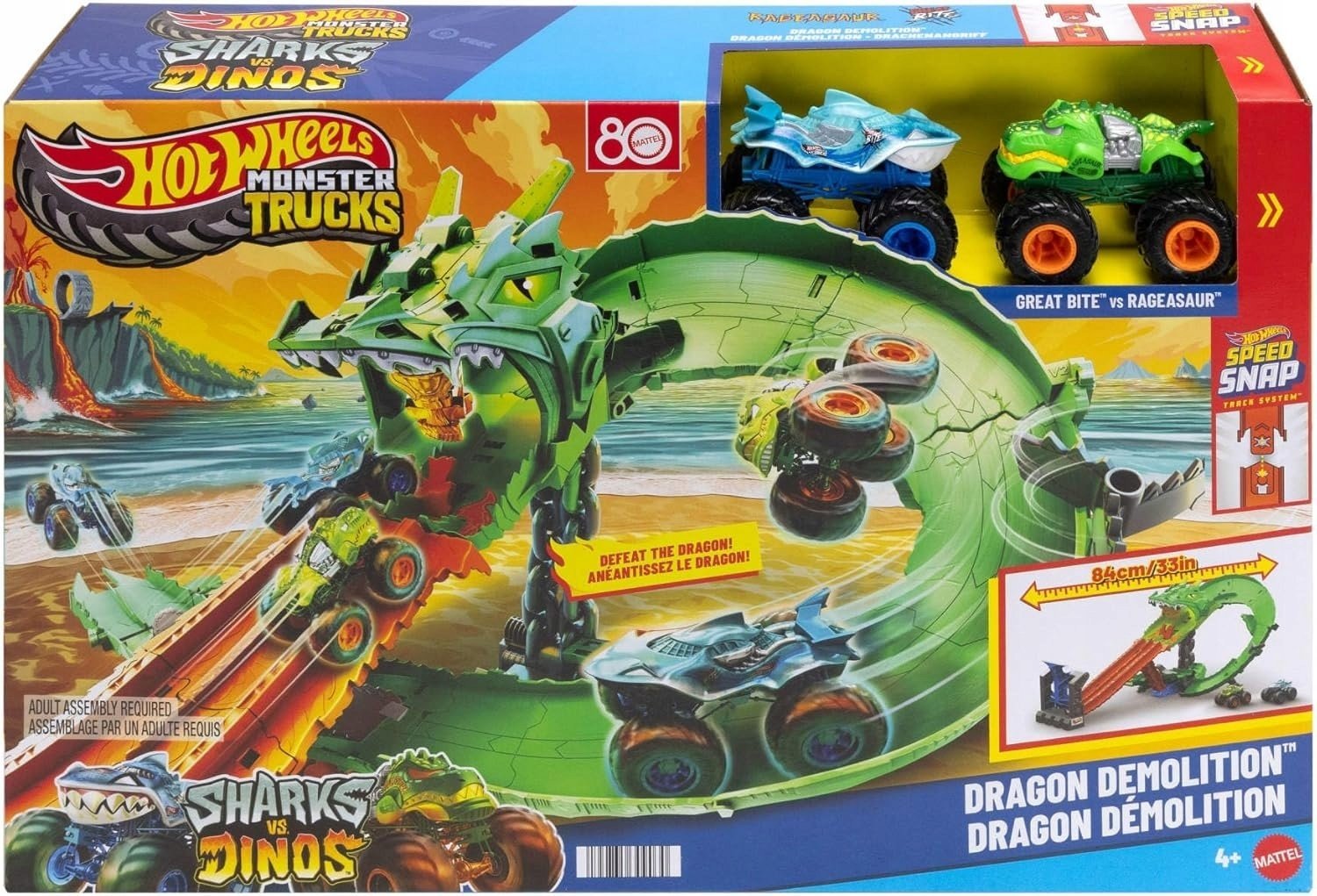 HW MT SMOCZY WYSCIG REKINY VS DINOZAUR JGB06 PU1