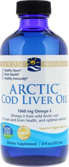 Nordic naturals Nordic Naturals - Arctic Cod Liver Oil, 1060mg, Bezsmakowy, 237 ml