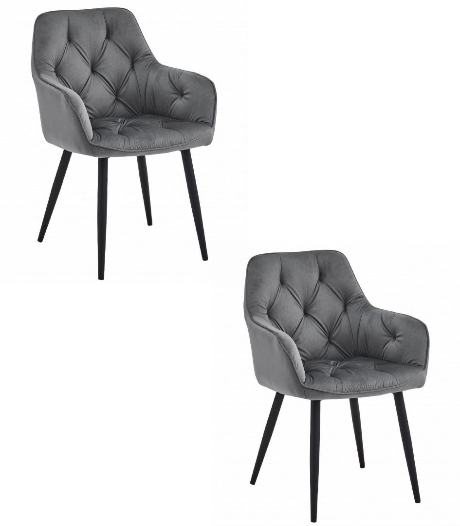 Krzesło JORK - ciemny szary aksamit / nogi czarne x 2