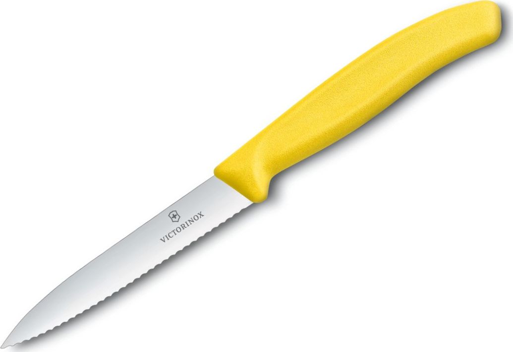 Victorinox Nóż kuchenny Victorinox do jarzyn, ząbkowany, 10 cm, żółty