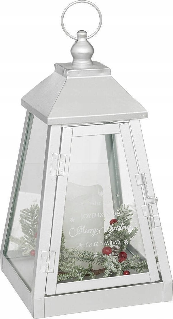 Atmosphera Metalowy lampion ze świeczką LED, 32 x 17 cm