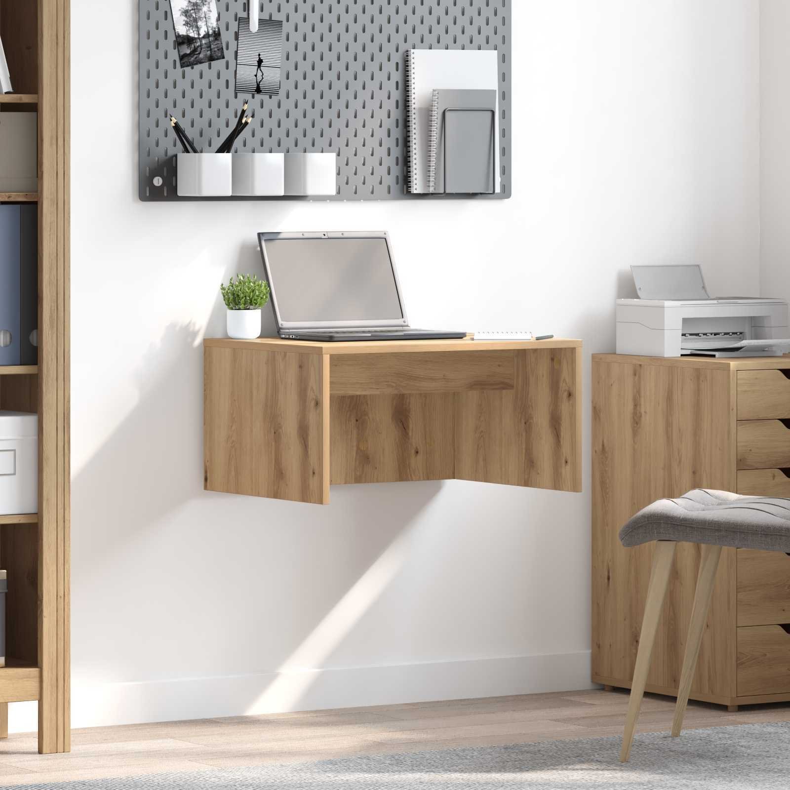 Biurko vidaXL Biurko montowane na ścianie Dąb rzemieślniczy 60 x 45 x 30 cm