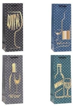 Torebka ozdobna na butelkę 12x36x9cm mix ROZETTE