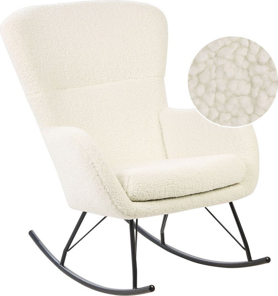 Beliani Fotel bujany boucle biały z czarnym ANASET