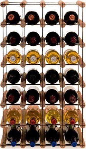 Wamar-Sosenka Regał na wino Stojak na 28 Butelek Szklanych/ PET RW-8/ 4x7 Brązowy Metal + Drewno RW-8-4x7-28_O_BR