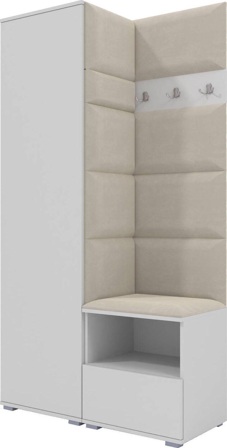 Ravio Tapicerowana garderoba Nela I w kolorze białym i tkaninie Trinity 01