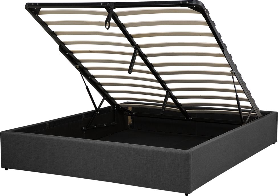 Shumee Łóżko z pojemnikiem tapicerowane 140 x 200 cm szare DINAN