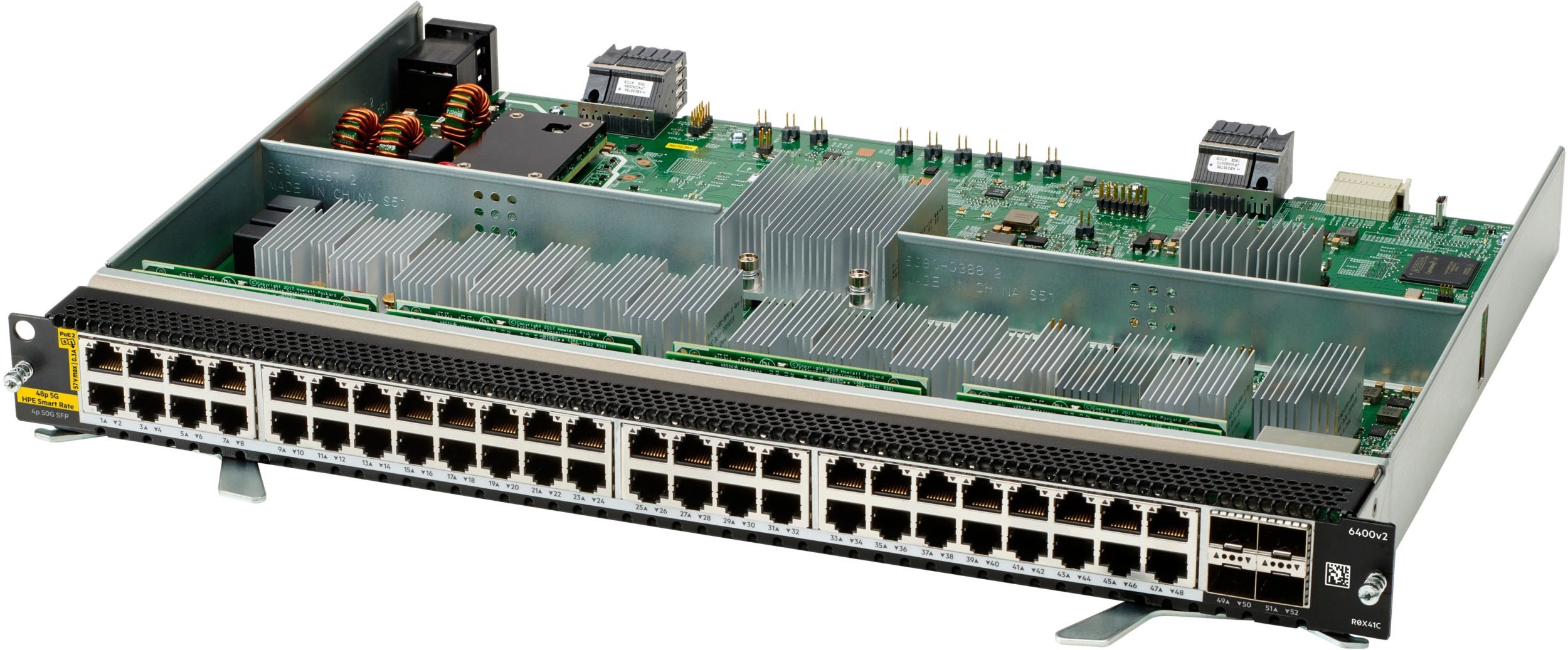 HPE Aruba 6400 48-port HPE Smart Rate 1/2.5/5GbE Class 6 PoE and 4-port SFP56 v2 Module - Switch - L3 - 48 x 1/2.5G/5G (PoE) + 4 x 50 Gigabit Ethernet