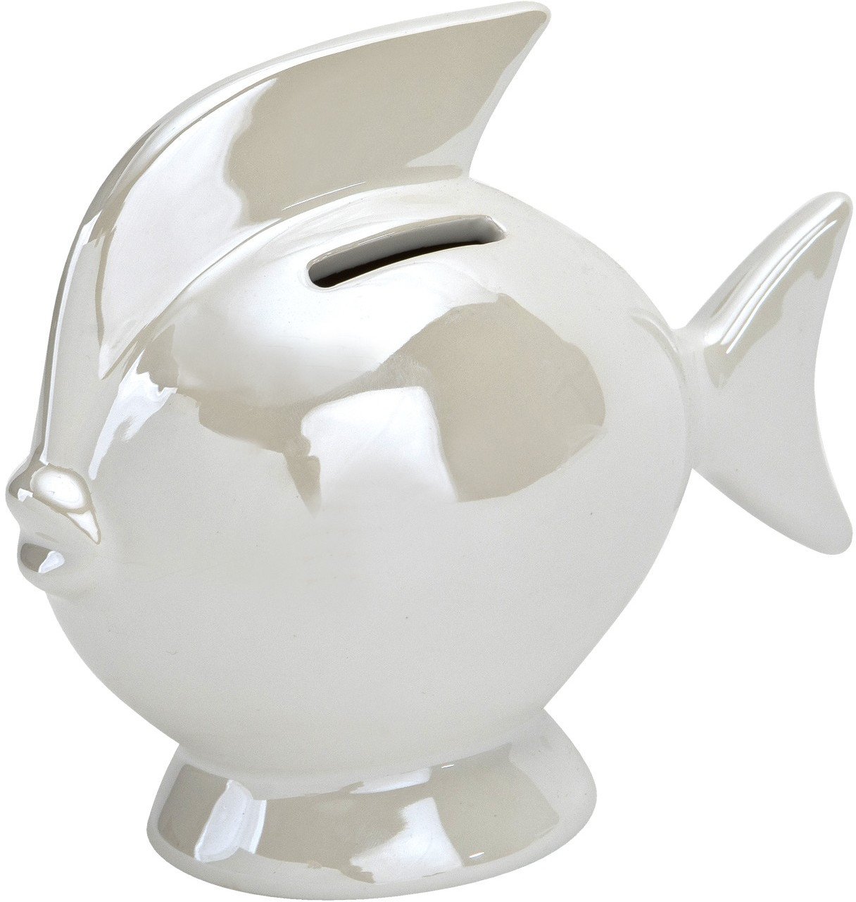 Skarbonka ceramiczna Ryba biała mała 14x7,5 cm