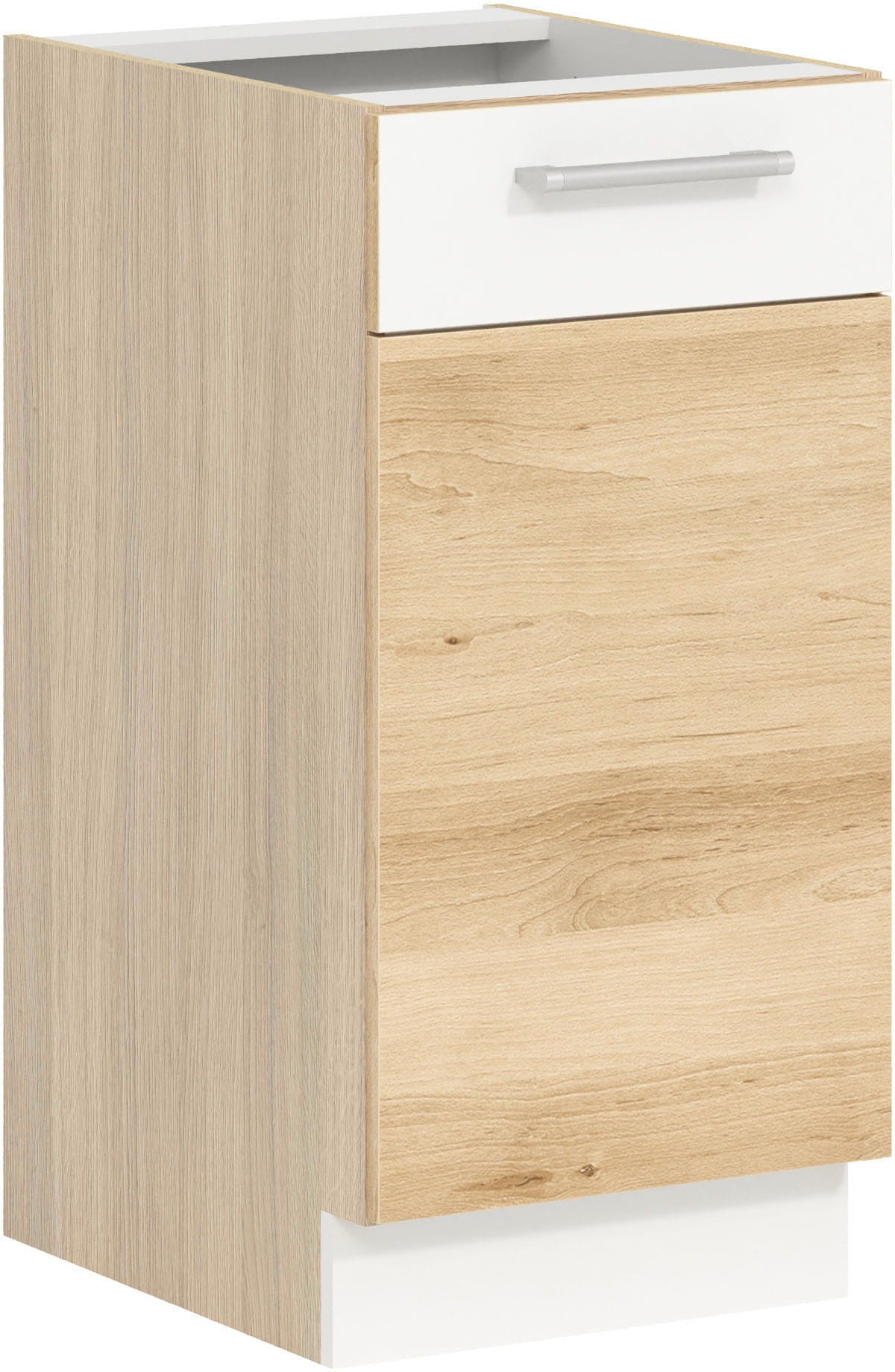 Szafka dolna kuchenna jednodrzwiowa stojąca MODENA MD27/D40 buk / biały połysk