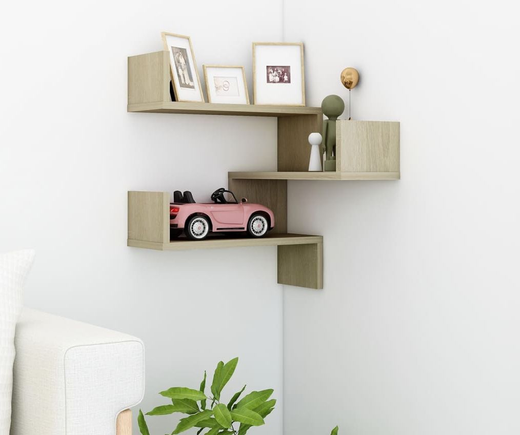 vidaXL Narożna półka ścienna, dąb sonoma, 40x40x50 cm, płyta wiórowa