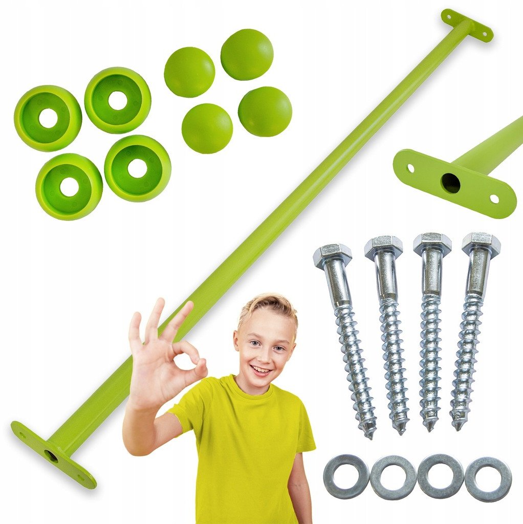 Drążek Metalowy na Plac zabaw Limonkowy Długi 125 cm do podciągania