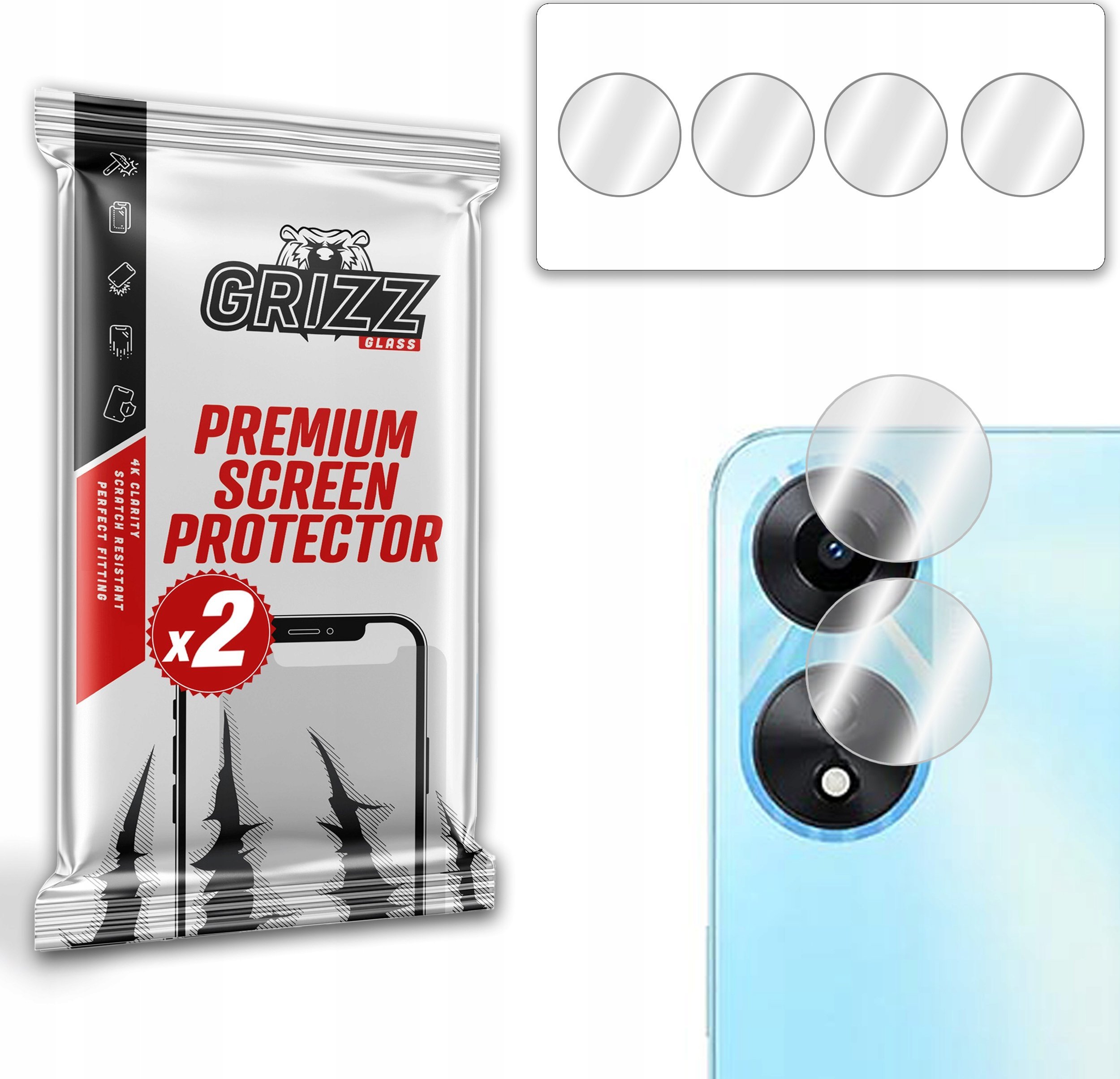 GrizzGlass Szkło hybrydowe na aparat Grizz Oppo A58x 5G