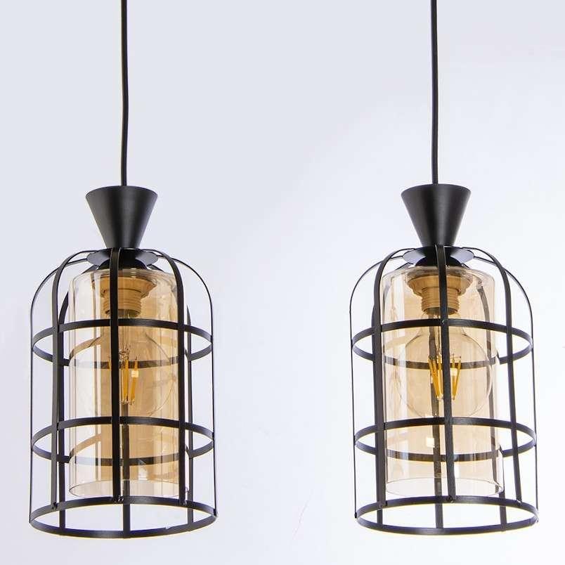 Lampa wisząca VEN Wisząca LAMPA loftowa VEN W-5007/2 BK industrialna OPRAWA metalowa ZWIS druciany czarny miodowy