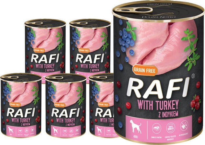 Mokra karma dla psa Rafi z indykiem zestaw 24 x 400 g