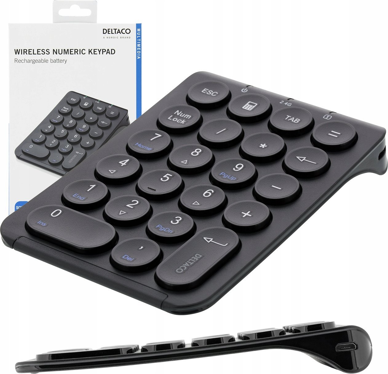 Klawiatura Deltaco numeryczna bezprzewodowa klawiatura 22 klawisze czarna 2.4GHz
