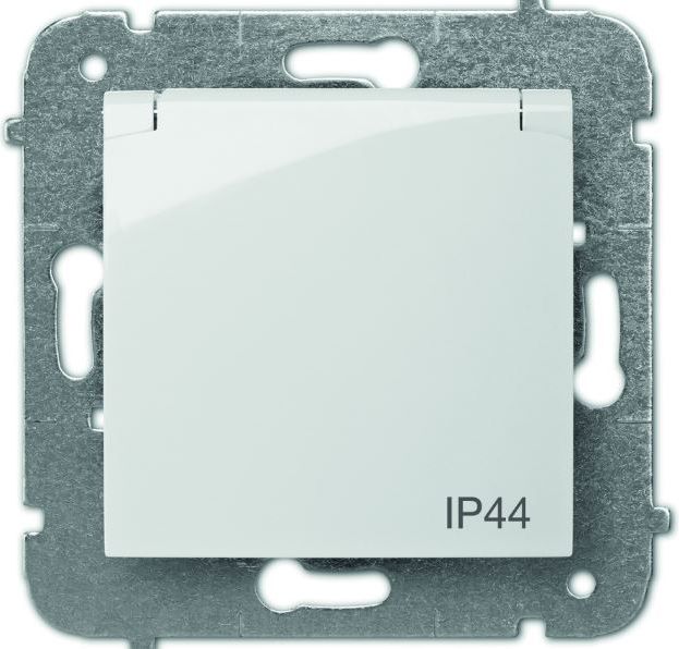 Elektro-Plast Gniazdo pojedyncze Carla z/u IP44 z klapką i przesłonami białe (1736-10)