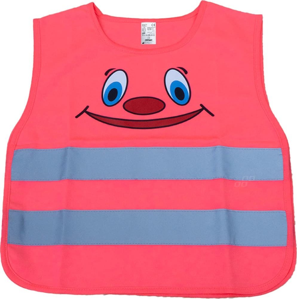 AMiO Kamizelka ostrzegawcza odblaskowa dziecięca różowa uśmiech amio-03988