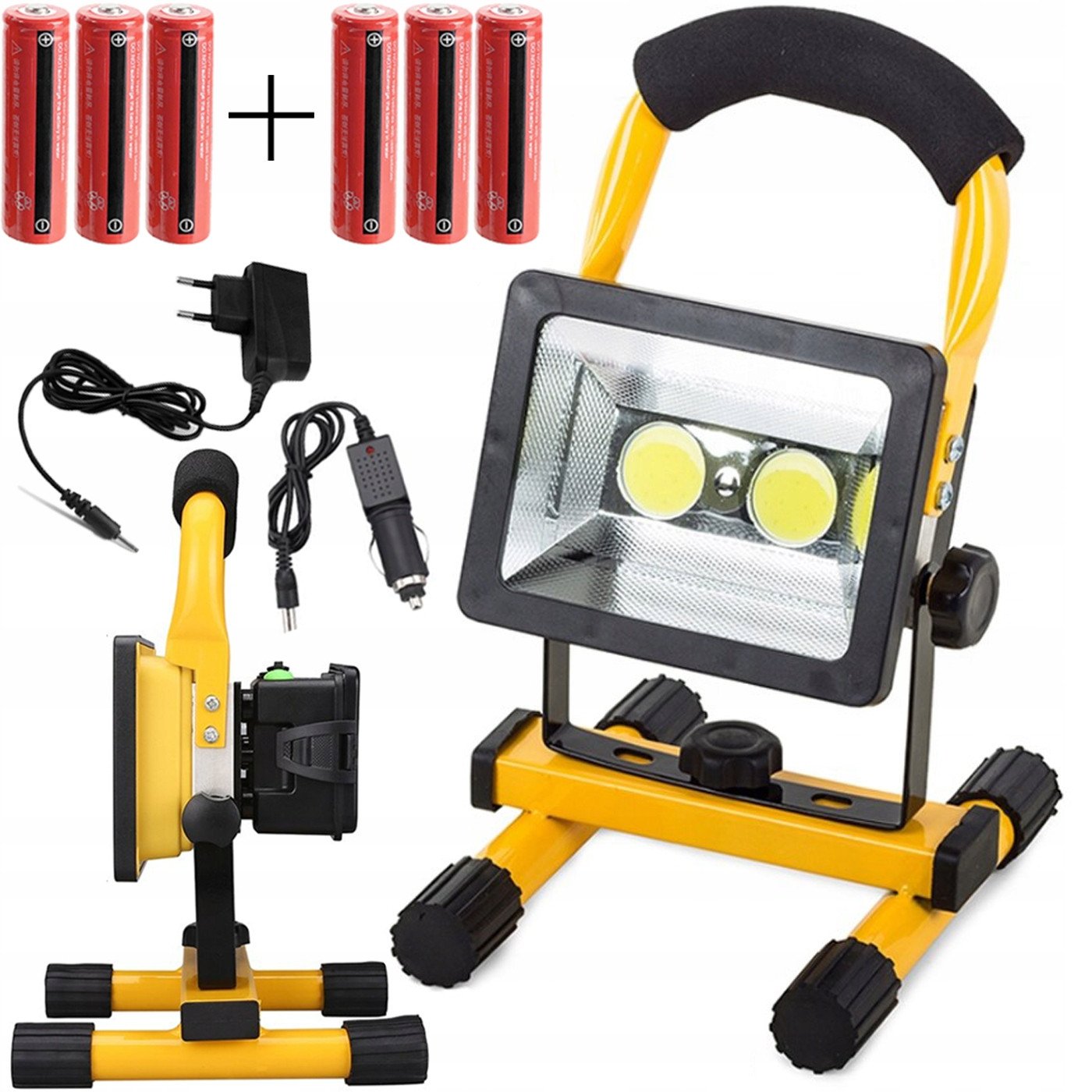 HALOGEN NAŚWIETLACZ PRZENOŚNY COB LED 6 x AKU 50W