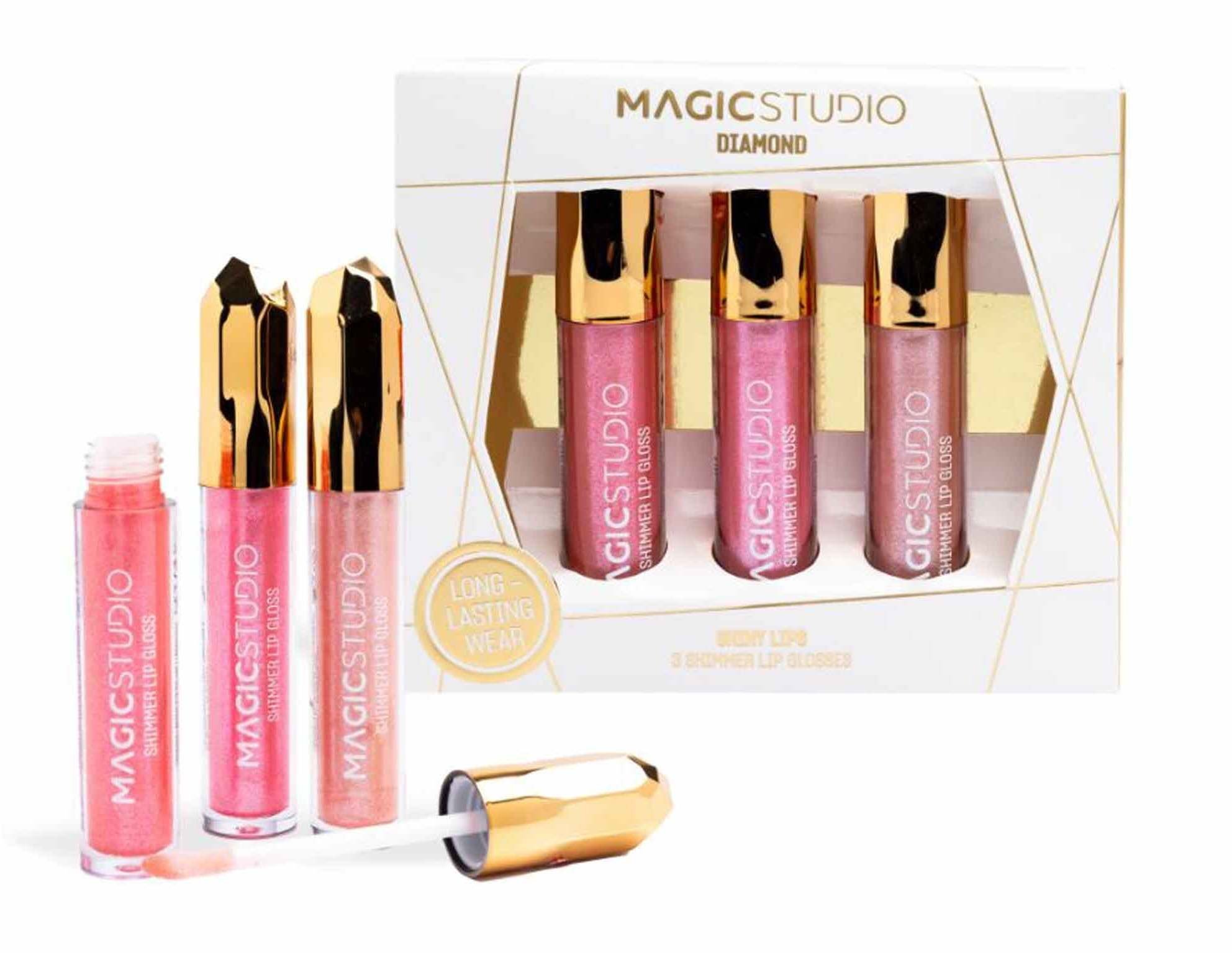 IDC Zestaw błyszczyków do ust Magic Studio Diamond Shiny 3 vnt.