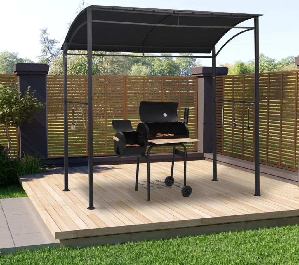 vidaXL Altanka nad grill, 215x150x220 cm, antracytowa, stal