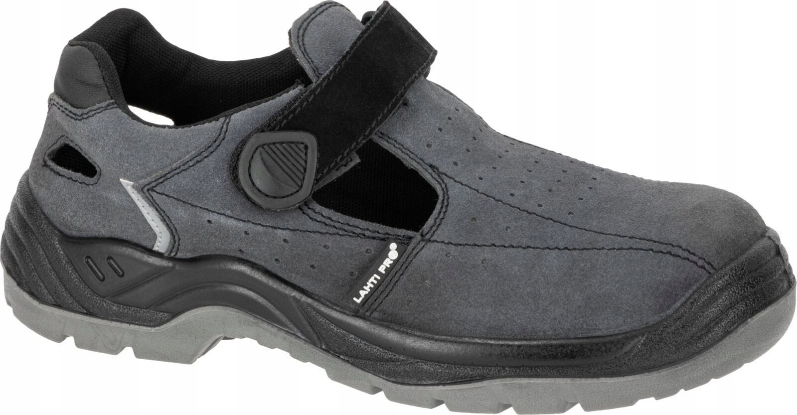 SANDAŁY ZAMSZOWE SZARO-CZARNE, S1 FO SR, "39", CE, LAHTI