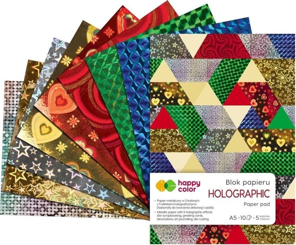 GDD Blok holographic A5/10K 70g 5 kolorów HAPPY COLOR